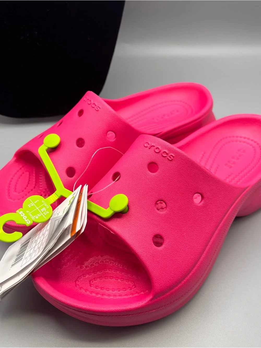 Crocs BAE Slides Slip On Platform Sandals/Slide, DRAGON FRUIT PINK, Sz. 7 NWT - Picture 7 of 9